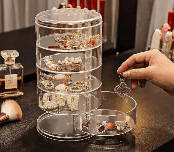 Durable ABS plastic rotating jewelry storage box Pakistan
