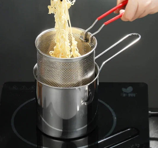 Stainless Steel Frying Pot with Oil Filter – Gadget Bazar Karachi