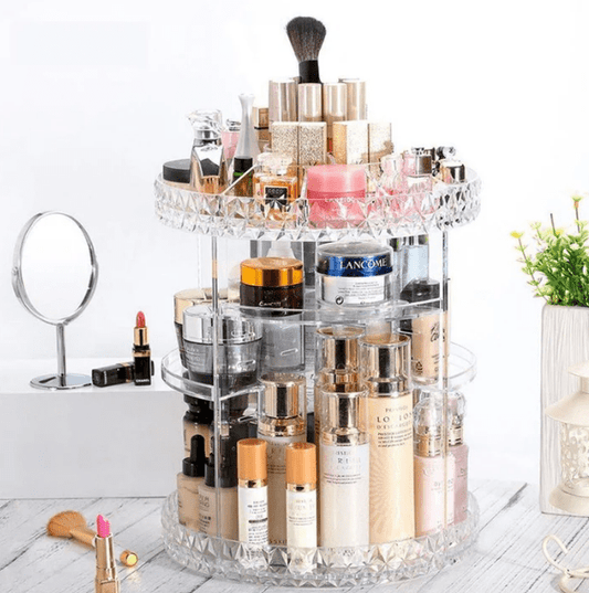 Rotatable plastic organizer 360 degree for cosmetics in Pakistan