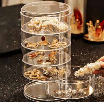Acrylic transparent 360 rotating jewelry organizer in Pakistan