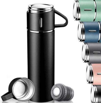 Durable stainless steel flask with multifunctional lid