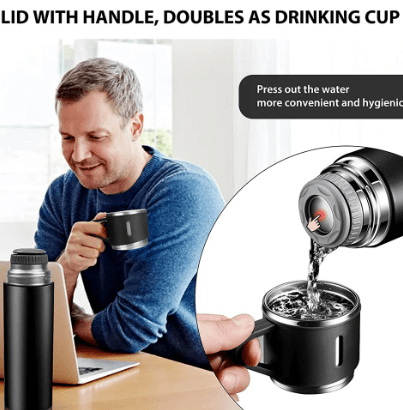 Portable 500ml insulated bottle for travel and office